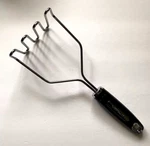 Farberware Potato Masher Kitchen Utensil 10" Long Black Handle Stainless Steel. Fixed Price $7.95.