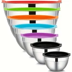 7X Stainless Steel Mixing Bowls Nesting With Lids Baking Cooking Prepping. Fixed Price $17.99.