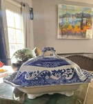 Spode Blue Italian Collection Vegetable Dish & Cover, 12" Serveware White. Fixed Price $100.00.