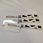 Boska Cheese Hatchet Set 3PC Cow Print Handles Stainless Steel Plastic. Fixed Price $15.00.