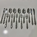 Vtg Marque By National Stainless Set Of 14, Service + Forks Spoons Knives. Fixed Price $19.99.