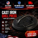 Lodge 6.25" Pre-seasoned Cast Iron Burger Press Grill Smasher Made In Usa L6BP. Fixed Price $31.60.