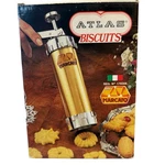 Vintage Marcato Atlas Biscuits Cookie Press Italy 19/20 Discs & 4 Tips Manual. Fixed Price $31.95.