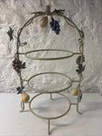Classic Vtg Modern Wrought Iron 3-TIER Plate Serving Cake Stand Flowers & Leaves. Fixed Price $95.00.