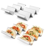 Taco Holder 4 Pack, Steel, Oven Dishwasher Safe, Grill Rack, Silver. Fixed Price $32.67.