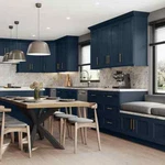 All Wood Rta 10X10 Classic Legacy Sea Shaker Navy Blue Kitchen Cabinets. Fixed Price $3999.99.
