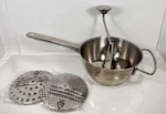 Stainless Steel Food Mills, Rotary With Hand Crank 3 Grinding Disc. Fixed Price $27.00.