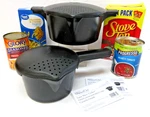Pampered Chef Micro-cookers Microwave Strainers 1 & Qt. Set 2776 2778 PC32. Fixed Price $28.95.