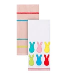 Easter Bunny Kitchen Towels Set Of Spring Home Decor 100% Cotton 26"X16" White. Fixed Price $10.00.