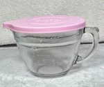 Pampered Chef 1 Quart Glass Measuring Bowl Pink Lid. Fixed Price $24.99.