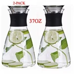 2PCS 37OZ/1100ML Glass Carafe With Stainless Steel Silicone Filter Lid For Tea. Fixed Price $7.89.