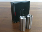 Stelton Cylinda Line Salt & Pepper Set Mid Century Danish Arne Jacobsen - New. Fixed Price $75.00.