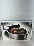 Cooks Corner Stainless Steel Oval Roaster With Removable Rack 15 3/4 X 11 1/2. Fixed Price $30.00.