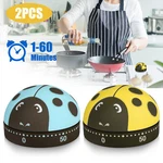 2 X Kitchen Cooking Timer Cute Cartoon Ladybug 60-MINUTE Analog Mechanical Alarm. Fixed Price $10.80.