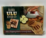 The Ulu Kitchen 8" Chopping Bowl & 6" Knife - Alaska Grizzly Paws Eskimo Cutter. Fixed Price $26.99.