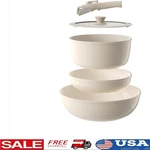 Ceramic Nonstick Cookware Removable Handle Kitchen Pots Pans New. Fixed Price $57.86.