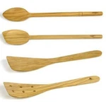 Berard France Olive Wood 12" Cooking Spoon & Curved Turner / Spatula - Set Of 4. Fixed Price $53.95.