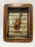 Mozart Shadow Box Wall Mini Violin Music Notes Wooden Frame. Fixed Price $25.00.