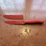 Pampered Chef Color Coated Tomato Knife 4.5" Blade W/ Cover Sheath. Fixed Price $19.99.