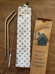 Norwex Stainless Steel Straw Set (2), Cleaner & Carry Pouch New - Box. Fixed Price $10.00.