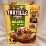Perfect Tortilla Pan Set 4 Pc Maker Baked Not Fried Taco Bowls As Seen On Tv New. Fixed Price $14.99.