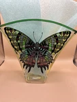 Amia Studio Hand Painted Glass Fan Vase Feat. Madagascar Sunset Moth Design. Fixed Price $19.50.