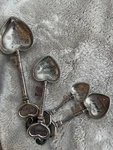 Ganz 4 Piece Silver Tone Metal Measuring Spoon Set Keys Love Cook Kitchen Nob. Fixed Price $15.00.