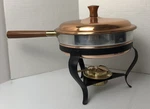 Vtg Old Dutch Solid Copper Chafing Dish With Original Box - Liquid Fuel. Fixed Price $23.99.