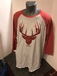 Cabelas Women 3/4 Sleeve Deer Rack Logo Shirt Red White Xxl Poly Cotton Rayon. Fixed Price $8.00.
