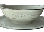Awesome Vintage Noritake #7548 Heather Gravy Boat Attached Plate Glass Dish. Fixed Price $34.99.