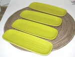 Set Of 4 Crate & Barrel Corn On The Cob Holder Bright Yellow Dish Plate 9.5" Exc. Fixed Price $17.99.
