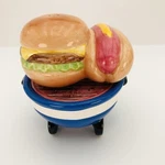 Cooks Club Ceramic Bbq Grill Hot Dog & Hamburger Salt Pepper Shakers 4.25". Fixed Price $12.00.