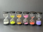Happy Set Of 6 Colored Sand Timers 1/3/5/10/15/30 Minute Hourglass. Fixed Price $14.99.