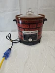 Vintage Hamilton Beach Crock Watcher Pot Stoneware Red Brick Qt Glass #449. Fixed Price $59.99.