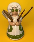 Vtg Sittre Burlap Ceramic Kitchen Doll Utensil Holder Farmhouse Country Decor. Fixed Price $34.95.