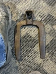 Vintage 2 Prong Fork Square Eye Hoe Primitive Garden Barn Hand Made Nice Tool. Fixed Price $19.75.