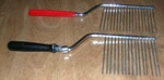 Vintage Pair Angel Food Cake Cutter Tine Fork Red Bakelite & Black Wood Handle. Fixed Price $15.00.
