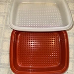 Vintage Tupperware Orange Meat Marinade Container Large Bottom 1294-6 Lid 1295-5. Fixed Price $25.00.