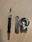 Vintage Pampered Chef Tomato Corer, Egg Separator, Grapefruit Knife W/holder. Fixed Price $19.50.