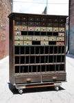 Antique Apothecary Wood Cabinet Drawer Hardware Tool Box Cubby Slot Mail Vintage. Fixed Price $1499.00.