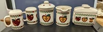 Vintage 5 Pc Ceramic Kitchen Tabletops Apple Shakers Napkin Holder. Fixed Price $55.00.