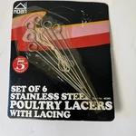 New 1988 Hoan Set Of Stainless Steel Poultry Lacers Lacing Nos Nib #46560. Fixed Price $6.96.