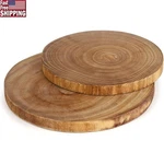 Natural Wood Serving Tray Set Round Rustic Cheese Board Kitchen Decor 2 Pack New. Fixed Price $29.39.