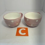 Pampered Chef Help With Cancer Set To Coffee Cups Pink White Dots Preown. Fixed Price $21.99.