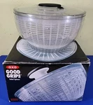 Oxo Good Grips Salad Spinner Clear/black Handle With Box! Large Capacity Euc!. Fixed Price $9.74.