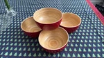 New Bamboo Salad Bowl Set In Red By Core. Fixed Price $49.99.