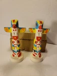 Vtg Alaska Native American Totems Salt And Pepper Shakers Japan Ceramic Mcm 6". Fixed Price $14.99.
