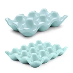 Ceramic Egg Tray 12 + 6 Cups Holder Container For Refrigerator (blue). Fixed Price $19.99.