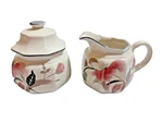 Vintage Mikasa Continental Silk Flowers F3003 Japan Creamer And Sugar Bowl. Fixed Price $10.95.