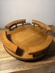 Vtg Mcm Lazy Susan Solid Wood Grain Granny Core 12" Swivel Spin Dining. Fixed Price $24.68.